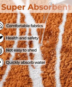 Alternative view of Tititex Luxury Orange White Curve Line Bathroom Rug, 16x24 inch Classic Extra Soft and Absorbent Microfiber Bath Rugs, Non-Slip Plush Shaggy Bath Carpet, Bath Mats for Floor, Tub and Shower