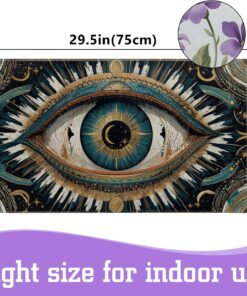 Alternative view of SOOYAH Mystic Eye Indoor Door Mat, Celestial Moon and Star Symbol Front Doormats, Boho Occult Entryway Area Rug 17x29.5 Inch Soft Non Woven Floor Mats for Hallway Kitchen Bathroom Decor Gifts