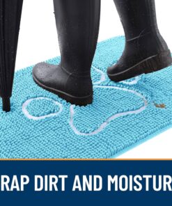 Alternative view of OLANLY Dog Door Mat for Muddy Paws 24x16, Paw Print Design, Absorbs Moisture and Dirt, Absorbent Non-Slip Washable Doormat, Quick Dry Chenille Mud Mat for Dogs, Entry Indoor Entryway Carpet, Blue
