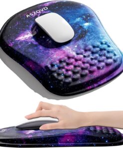 Mouse Pad with Wrist Rest, Ergonomic Mousepads with Wrist Support, Soft Lycra Fabric Memory Foam Office Desk Accessories for Comfort/Pain Relief/PC Gaming/Computer/Laptop (Purple Galaxy)