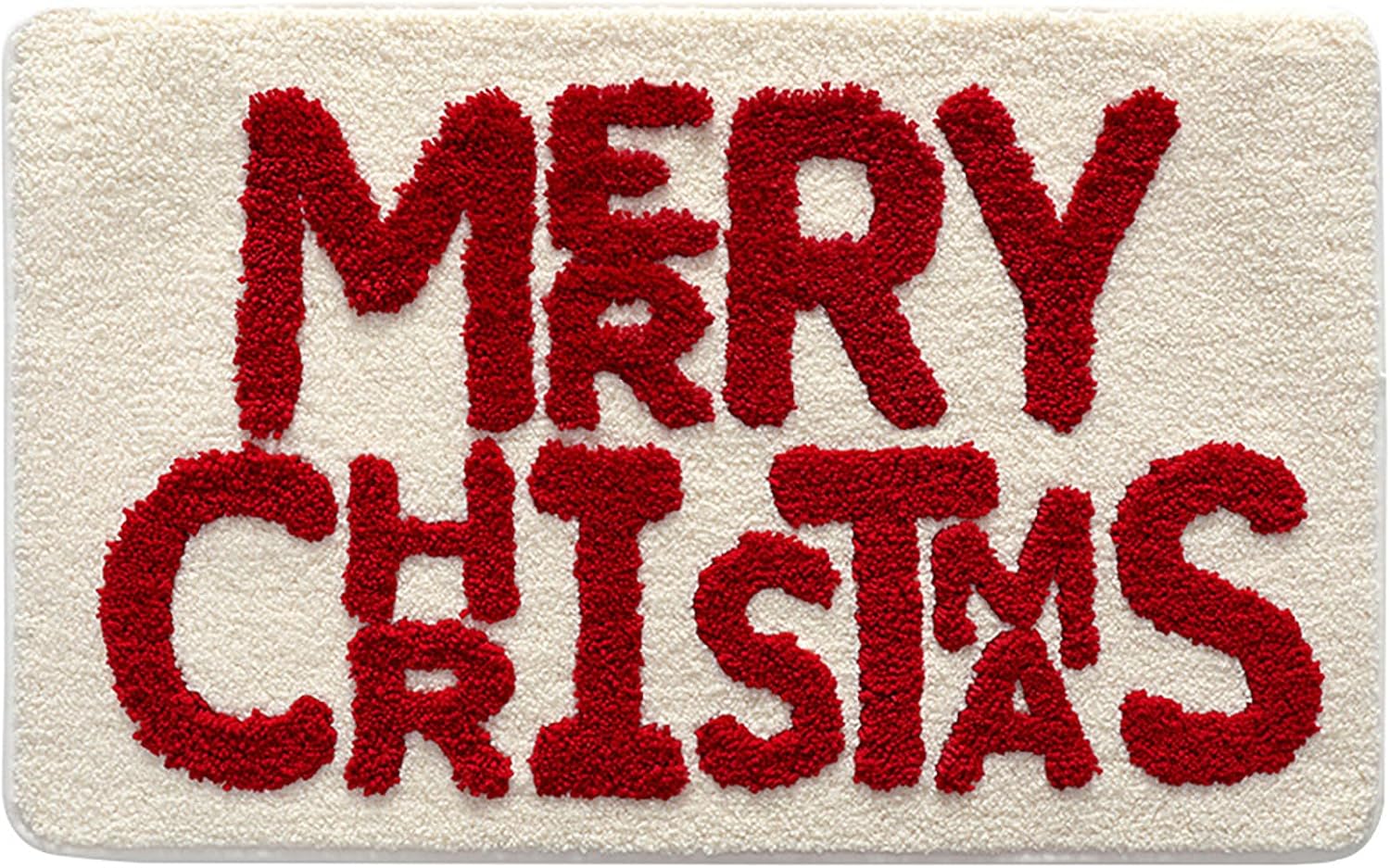 OFDNE Chirstmas Door Mat Cute Merry Christmas Welcome Doormat 24 * 16 Inch Xmas Welcome Mats Rug for Front Beige Winter Holiday Mat with Letter Designs for Indoor Outdoor Home Parte Decorations - Image 8
