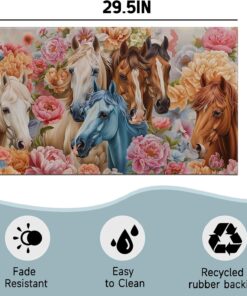 Alternative view of MIEPOS Retro Horse Indoor Door Mat,Animal Floral Vintage Doormat,29.5x17in Non-Slip Rubber Backing Floor Mat,Entry Rug,for Living Room,Office,Rv,Kitchen,Entryway Doorways Mats Decor,Doormats Gifts