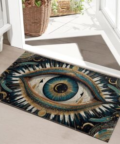 SOOYAH Mystic Eye Indoor Door Mat, Celestial Moon and Star Symbol Front Doormats, Boho Occult Entryway Area Rug 17x29.5 Inch Soft Non Woven Floor Mats for Hallway Kitchen Bathroom Decor Gifts