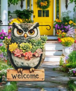 Alternative view of Owl Garden Flags 12x18 Inch Double Sided, Spring Summer Welcome Banner Small Yard Flags for Outside, Farmhouse Front Porch Home Outdoor Seasonal Decor Holiday All Seasons Decoration