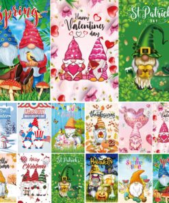 Seasonal Garden Flags Set of 12 Double Sided Double Stitching 12x18 inch Easter Spring Yard Flags for Outside Decor, Outdoor Holiday Farmhouse Decorations Flags for All Seasons, for Christmas