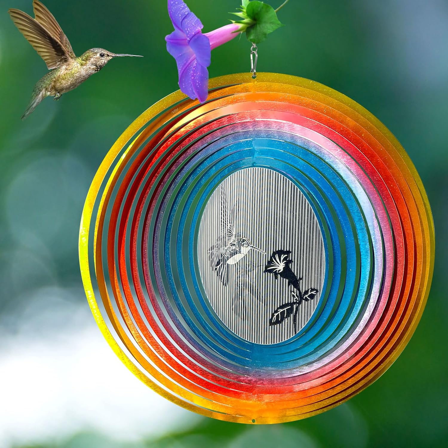 Aoedelyart 3D Animations Hummingbird Wind Spinner for Yard and Garden,12In Metal Wind Spinners Hummingbird Gift for Women Mom Grandma Wife,Outdoor Garden Decor Hanging Kinetic Yard Art Wind Sculpture - Image 8