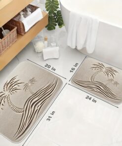 Alternative view of TheBlackSpot Summer Beach Palm Tree Bathroom Rugs Tropical Plant Sand Bath Mat Non Slip Bathroom Beachy Decor Mats Imitation Cashmere Door Rug with Rubber Backing Kitchen Floor Carpet 16" x 24"