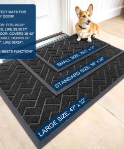 Alternative view of OLANLY Front Door Mat Indoor Outdoor Entrance, Waterproof All-Season, All-Weather Doormat, Sturdy Natural Rubber, Low Profile, Easy Clean Patio Porch Entryway Mat, Herringbone Brick (Black, 29.5x17)