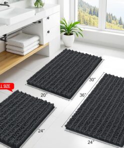Alternative view of Smiry Bathroom Rugs Mat 24x16, Extra Soft Absorbent Chenille Bath Rugs, Non Slip Rubber Backing Machine Washable Quick Dry Bath Mats for Bathroom Floor, Tub, Shower, Home Decor Accessories, Dark Grey