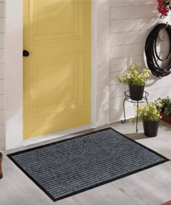 LuxUrux Striped Gray Door Mat - Heavy Duty, Indoor/Outdoor, Easy Clean, Waterproof, Low-Profile (24'' x 16'') - Ideal for Entry, Patio, Garage - Durable Solution for High Traffic Entrance Ways