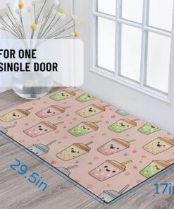 Alternative view of ainori Bubble Tea Indoor Door Mat 29.5x17in,Non Slip Backing Cute Smiling Faces Pink Floor Mat,Non Woven Entryway Rug,Welcome Mats Decor,for Entrance Inside Porch Bedroom Kitchen,Doormats Gifts