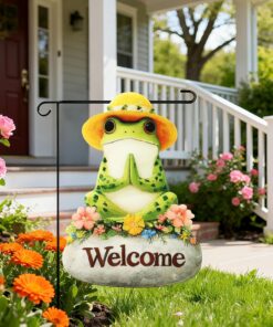 Alternative view of Frog Yoga Garden Flags 12x18 Inch Double Sided, Spring Summer Welcome Banner Small Yard Flags for Outside, Farmhouse Front Porch Home Outdoor Seasonal Decor Holiday All Seasons Decoration