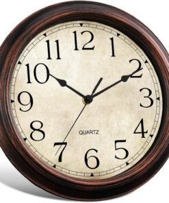 Alternative view of Wall Clock 10 Inch Battery Operated Silent Non-Ticking Analog Wall Clocks Vintage Retro Rustic Style Decorative for Bedroom Living Room Kitchen Office (Bronze)