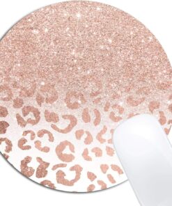 Rose Gold Glitter Ombre Mouse Pad Round Non-Slip Rubber Mousepad Laptop Office Computer Decor Cute Desk Accessories Customized Design Mouse Pad