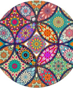 BOSOBO Cute Mouse Pad, Round Mandala Mouse Mat with Design, Non-Slip Rubber Base Mousepad with Stitched Edge, Waterproof Women Small Size 7.9 x 7.9 Inch, Pretty Mandala