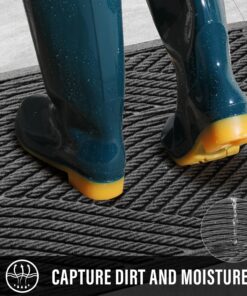 Alternative view of HIYARD Sturdy Front Door Mat, Absorbent Muddy Dirt Resist Welcome Door Mats Outdoor Indoor, Stain and Fade Resistant, Non-Slip Backing Entry Mat Low Profile Doormat for Entryway, 29×17, Grey