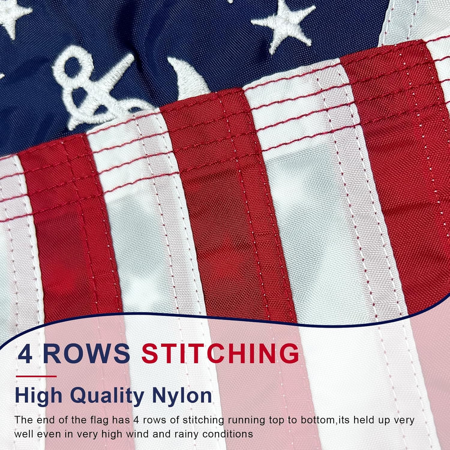 American Yacht Boat Flag 12x18 Inch Embroidered USA Yacht Ensign Flag Sewn Stripes Nautical Marine Flags with 2 Brass Grommets - Image 5