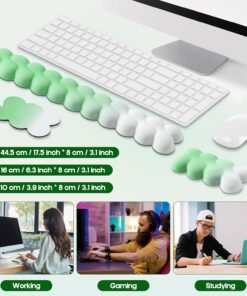 Alternative view of Green-to-White Cloud Keyboard Wrist Rest Mouse Pad Coaster Set, Computer Laptop Keyboard Memory Foam Ergonomic Wrist Arm Rest Support Easy Typing Pain Relief Home Office Gaming Non Slip Base