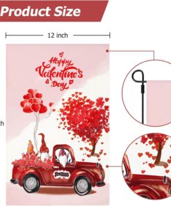 Alternative view of Tatuo 2 Pieces Valentine‘s Day Garden Flag 12 x 18 Inch Valentine Gnome Welcome Flag for Outside Yard Anniversary Wedding Farmhouse Decoration