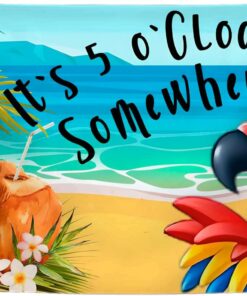 12x18 Inches It's 5 o'Clock Somewhere Polyester Flag - Double Sided Five O'clock Flags with Two Brass Grommets - Tropical Summer Beach Drinking Cocktails Banner - Pub Decoration Advertising Banner