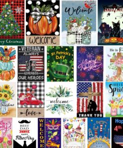 Seasonal Garden Flag Set of 20 - Double Sided 12 x 18 Inch Small Yard Flags for Outdoor Holiday Decorations, Christmas, Spring, Summer, Fall, and All Season Garden Flags for Outside Decor