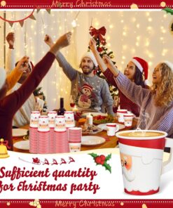 Alternative view of Zhehao 120 Pcs 9 oz Christmas Espresso Paper Cups with Handles Christmas Cups Disposable Tea Cups Disposable Coffee Mugs for Kids Adults Beverage Holiday Xmas Party Supplies (Santa)