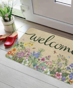 Alternative view of Ghroiep Welcome Floral Decor Doormat, Home Spring Summer Flower Front Door Mats, Indoor Outdoor Non Slip Reusable Entrance Rug 17"x30"
