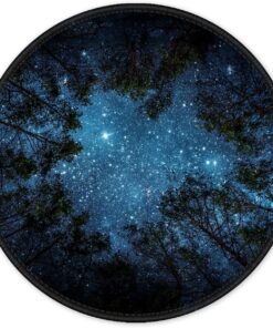 Auhoahsil Mouse Pad, Round Landscape Theme Anti-Slip Rubber Mousepad with Durable Stitched Edges for Gaming Office Laptop Computer Men Women Kids, Cute Custom Design, 8.7 x 8.7 in, Silent Night Sky