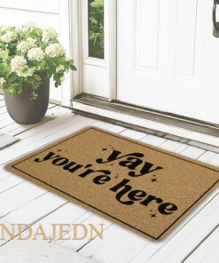 Alternative view of INDAJEDN Yay You're Here Door Mat Doormat, Trendy Black and White Funny Welcome Mats for Front Door Porch Outside Inside Outdoor Indoor Entrance Entryway, 18x30 Inch