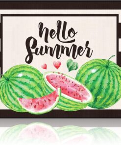 Zhanmai Welcome Mats Door Mat Indoor Entrance Cute Decorative Outdoor Doormats Non Slip Outside Door Mats for Front Spring Rugs, 16" x 28"(Watermelon)
