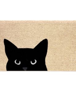 THEODORE MAGNUS Door Mat - Cat Welcome Mat for Front Door with Non-Slip Backing - Durable Doormat - Perfect for Outside Entrance Matt - Outdoor/Indoor - Curious Cat - 17" x 30"