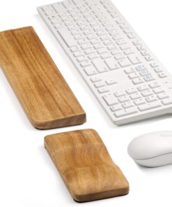 Acacia Wood Keyboard Wrist Rest & Mouse Pad Set – Ergonomic Wooden Support for Typing & Gaming, Non-Slip Base, Pain Relief, Easy to Clean, Fits 60% & 65% Mechanical Keyboards