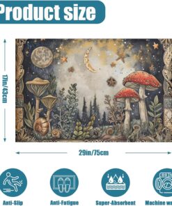 Alternative view of Magic Mushroom Moon Indoor Door Mat, Outdoor Entrance Doormat for Entryway Kitchen Bathroom 17 X 29 Inch