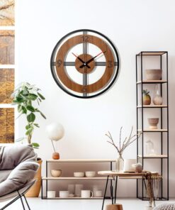 Alternative view of Large Wall Clock Decorative Wall Clock Round Kitchen Clock Farmhouse Kitchen Decor Rustic Clocks for Walls Farmhouse Silent Clock for Living Room Decor (Rustic)