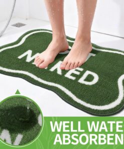 Alternative view of BSSN Get Naked Bath Mat Cute Bathroom Rugs 16" x 24" Non Slip Absorbent, Green Scalloped Bath Rug for Bathroom Floor and Shower Funny Decor for Apartment, Machine Washable