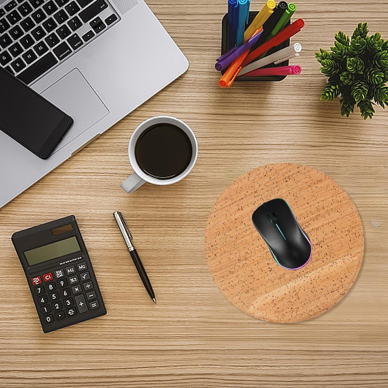 boshiho Mouse Pad, Eco-Friendly Natural Cork Small Mouse Pad with Wrist Support (Cork) - Image 3