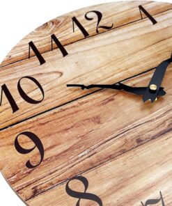 Alternative view of Plumeet Extra Large Wall Clock, 16'' Frameless Wooden Wall Clocks with Silent Quartz Movement, Rustic Country Village Walnut Clocks Decorative for Kitchen Bedroom Living Room, Brown