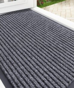 OLANLY Front Door Mat Indoor Outdoor Entrance, Waterproof Heavy Duty Doormat, Fade Resistant, Low Profile, Easy Clean Patio Porch Welcome Floor Mats for Entry, 35x23, Grey