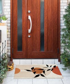 Alternative view of Jvpke Abstract Boho Door Mat, Minimalist Orange and Black Doormat Indoor Outdoor Entrance Porch, Boho Bath Mats for Bathroom, Mid Century Modern Welcome Mats for Front Door, 17x30 Inches