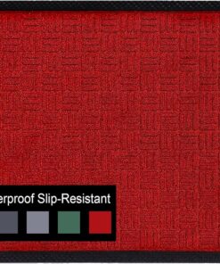 A1HC Indoor Outdoor Doormat ?C Non-Slip Front Door Mat for Entrance, Patio, Garage & Office ?C Washable Welcome Mat for Indoor & Outdoor Use, 16x24 Inches, Criss Cross Red