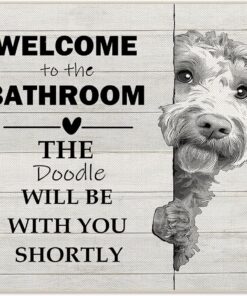 DAYOUER Funny Goldendoodle Bathroom Door Mat, Goldendoodle Gifts Welcome Mat, Funny Doodle Dog Doormat Non-Slip for Toilet Bathroom Washroom Restroom, 17x30 Inch