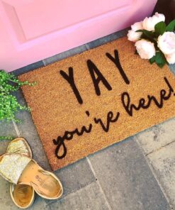 Rooeexe Yay You're Here Welcome Doormat Absorbent Non-Slip Floor Mat Bathroom Mat 24x16 Inch