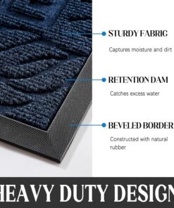 Alternative view of Yimobra Large Welcome Mat 36x24, Waterproof Non-Slip Outdoor Mats for Front Door Outside Entrance, Low-Profile Entryway Mat Indoor for Garage Patio, Blue