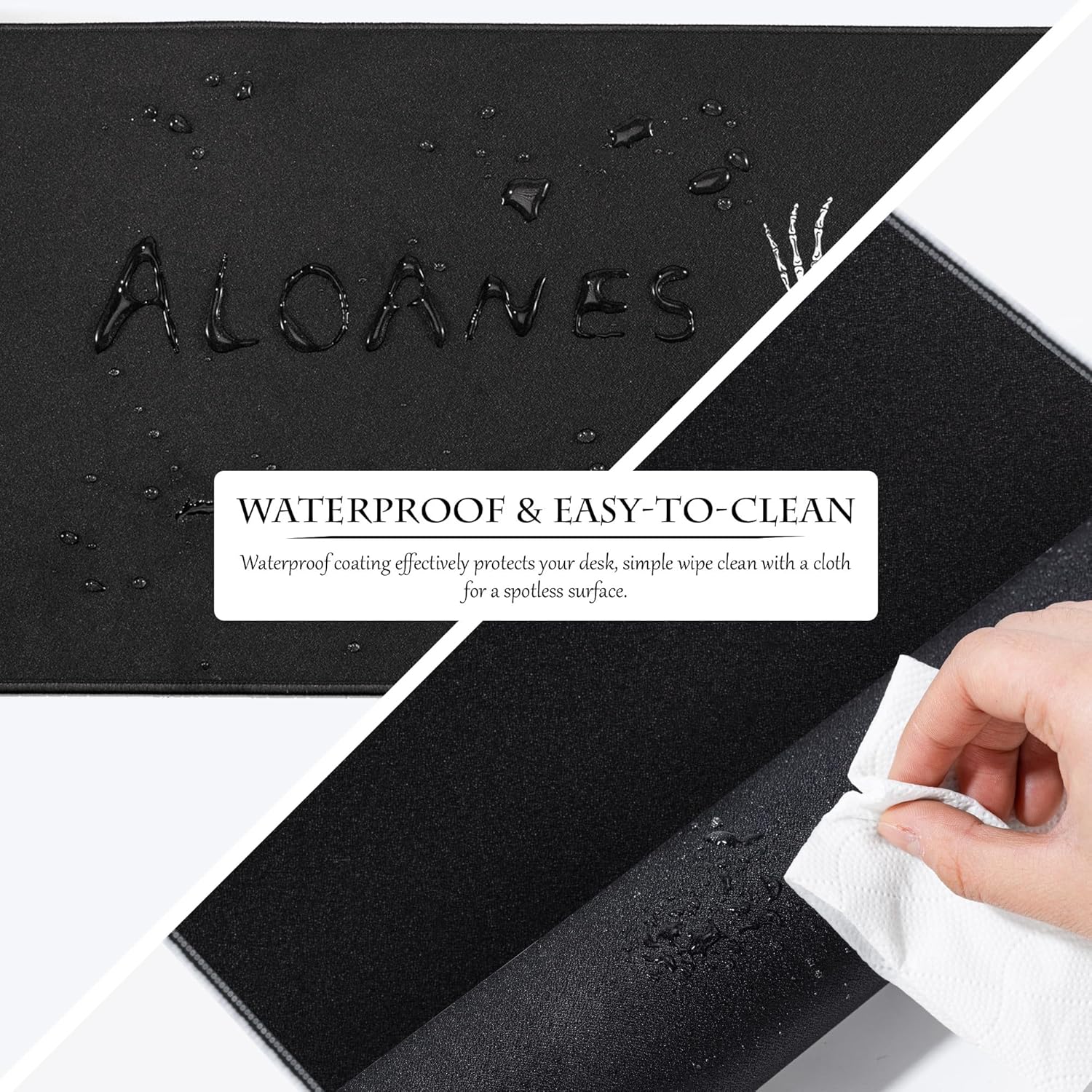 ALOANES Waterproof Mouse Pad with Durable Stitched Edge, Large Gaming Keyboard Pad, Non-Slip Rubber Base, Extended Desk pad for Gamer, Office & Home, Right Skeleton Mousepad 27.6''x 11.8''x 0.12'' - Image 2