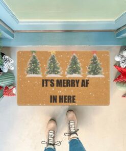Alternative view of Winter Chirstmas Pine-Trees-Welcome-Doormat Outdoor-Entrance Faux-Coir Entryway-Rug Non-Slip Dirt-Trapping Indoor-Outside Porch 17x29 Inch