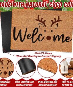 Alternative view of Ceenna Christmas Coir Doormat Welcome Deer Door Mat Christmas Winter Deer Door Mat for Porch Front Decor Non Slip Doormat Indoor Entrance Floor Home Decoration, 24 x 16 Inch