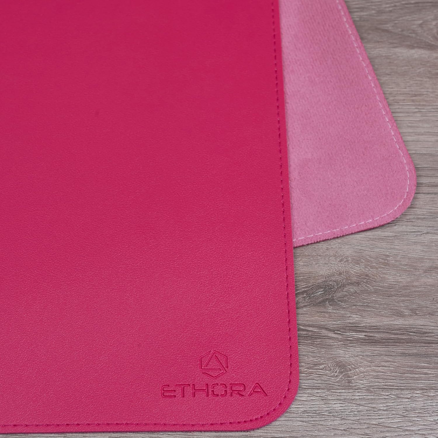 Desk Mat -Computer Desk mat with Non Slip Suede Bottom with Stitched Edges- Waterproof - Leather Desk pad PU Desk Cover for Home, Mouse, Makeup Mat for Vanity (Pink, 35.4 x 15.7) - Image 2