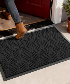 Yimobra Large Door Mat 36x24, All-Weather Waterproof Non-Slip Welcome Matt Outdoor, Heavy Duty Non Slip Doormat for Entryway for Patio and Garage Indoor, Easy Clean, Black