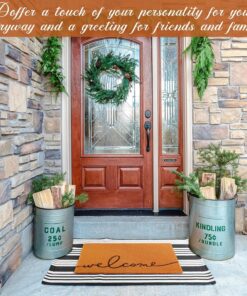 Alternative view of Maasechs 2 Pcs Welcome Door Mat 24'' x 35'' Black White Stripes Outdoor Rug and 24'' x 16'' Coir Doormat Non Slip Layered Front Mat for Indoor Entrance Floor Porch Outside (Welcome)