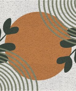 RYYCDOI Abstract Boho Terracotta Sun Door Mat, Mid Century Modern Boho Botanical Leaf Arch Line Art Welcome Mats Doormat for Front Door Porch Indoor Outside Entrance Entryway, Sun Bath Mat, 17x30 Inch